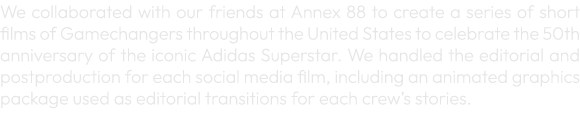 We collaborated with our friends at Annex 88 to create a series of short films of Gamechangers throughout the United ...