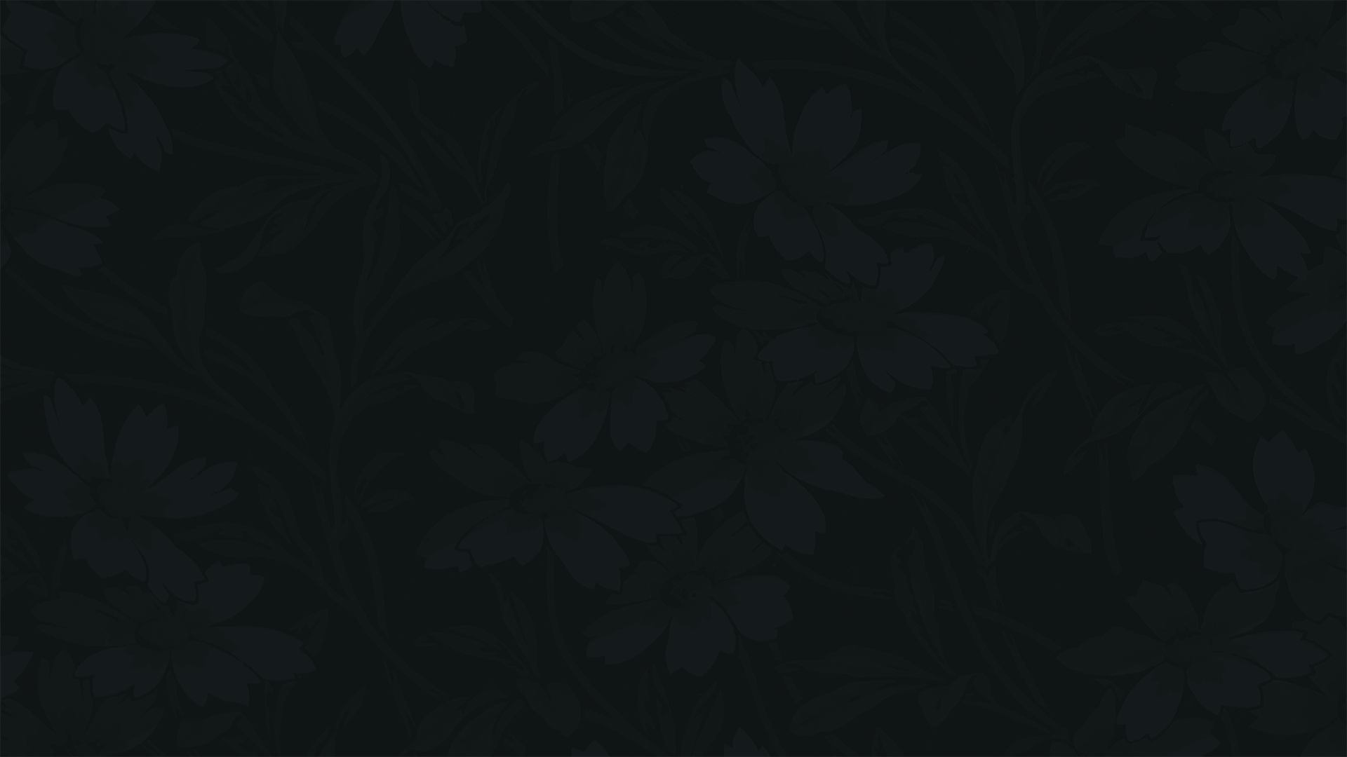 A dark floral pattern with subtle leaves and flowers blending into a black background. Description generated by AI